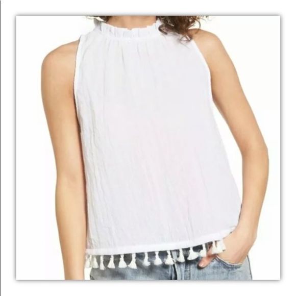 Sun & Shadow Tops - Sun & shadow tassel top white sleeveless 8114 new